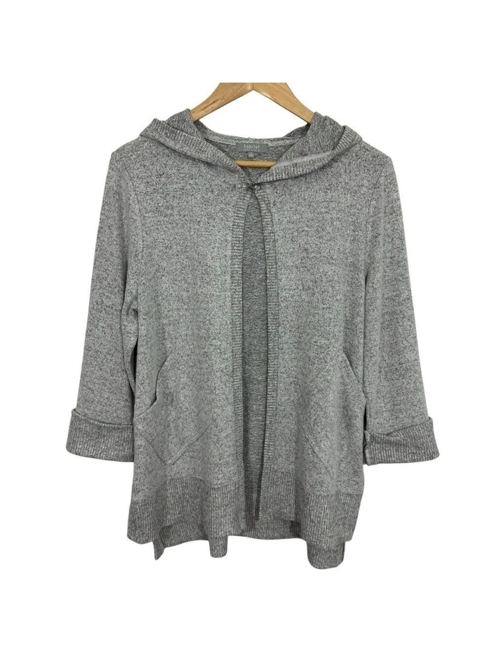 Habitat Super Soft Open Front Cardigan Sz S Light Grey Comfy Cozy Athletic EUC